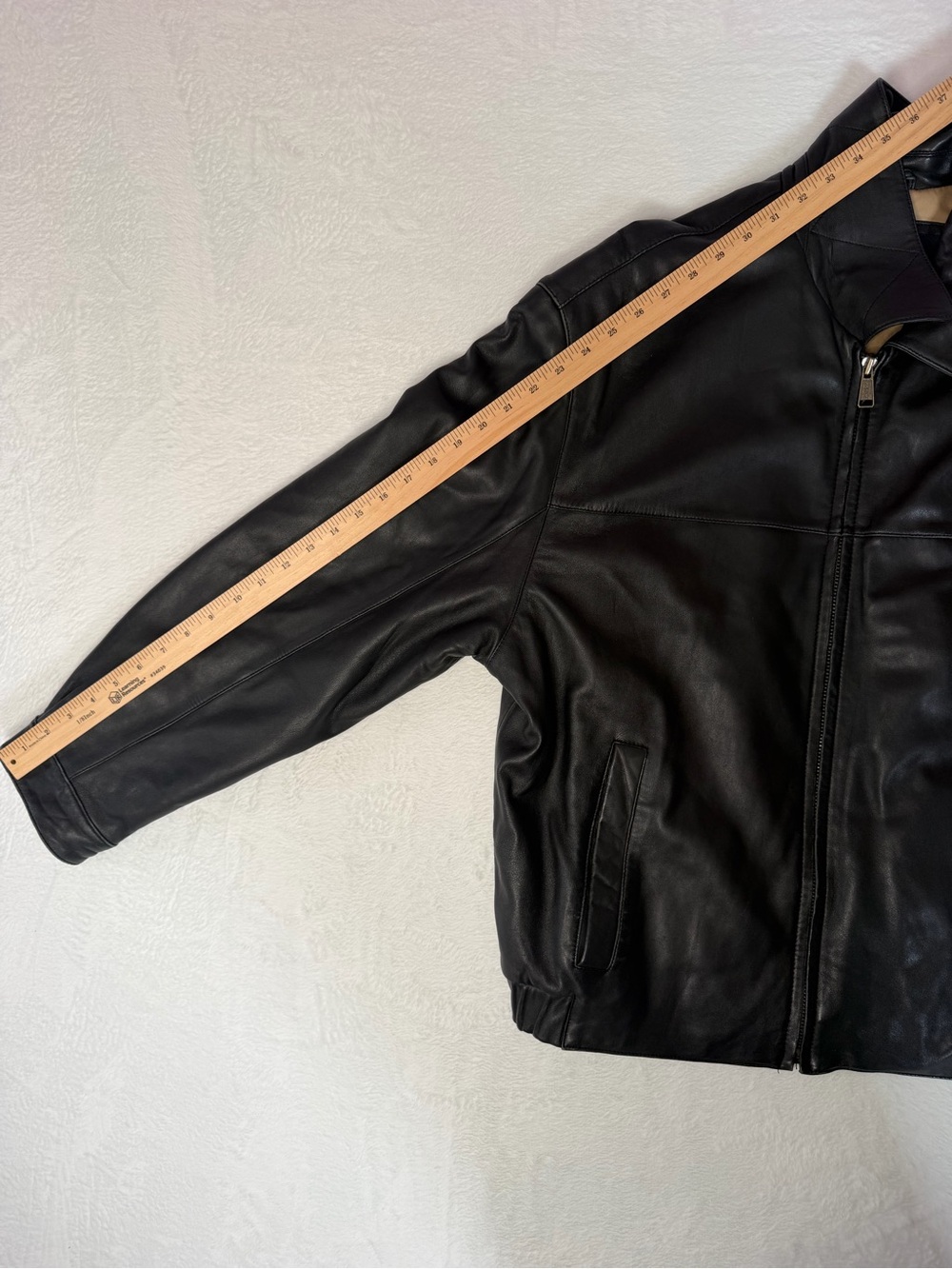 Dockers Black Leather Bomber Jacket Men’s Large Soft Zip Jacket Vintage - Picture 5 of 10